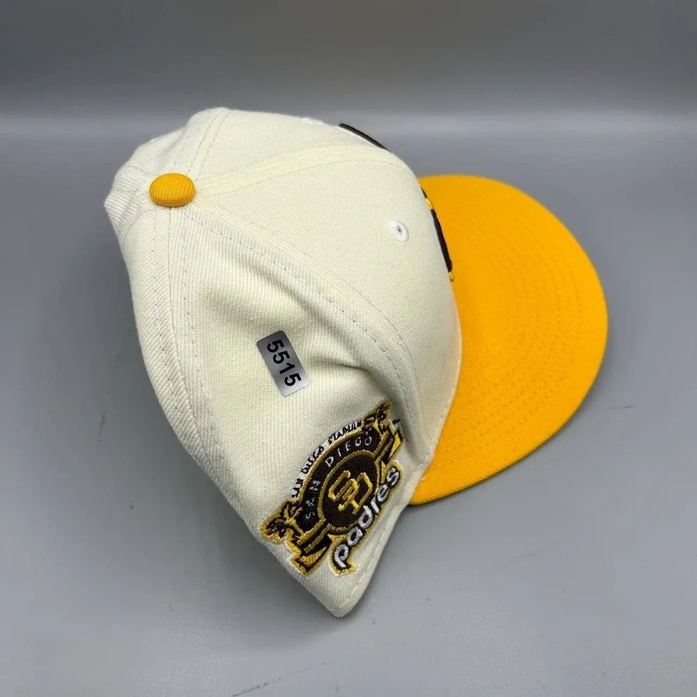 San Diego‎ Padres Hat Men 7 3/8 White Yellow 59Fifty New Era MLB Fitted Cap